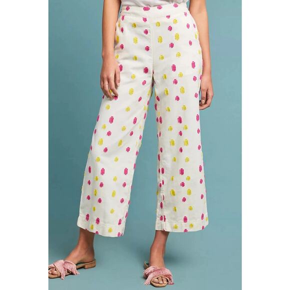 Anthropologie Pants - Anthropologie Clip Dot Cropped Wide Leg Trousers